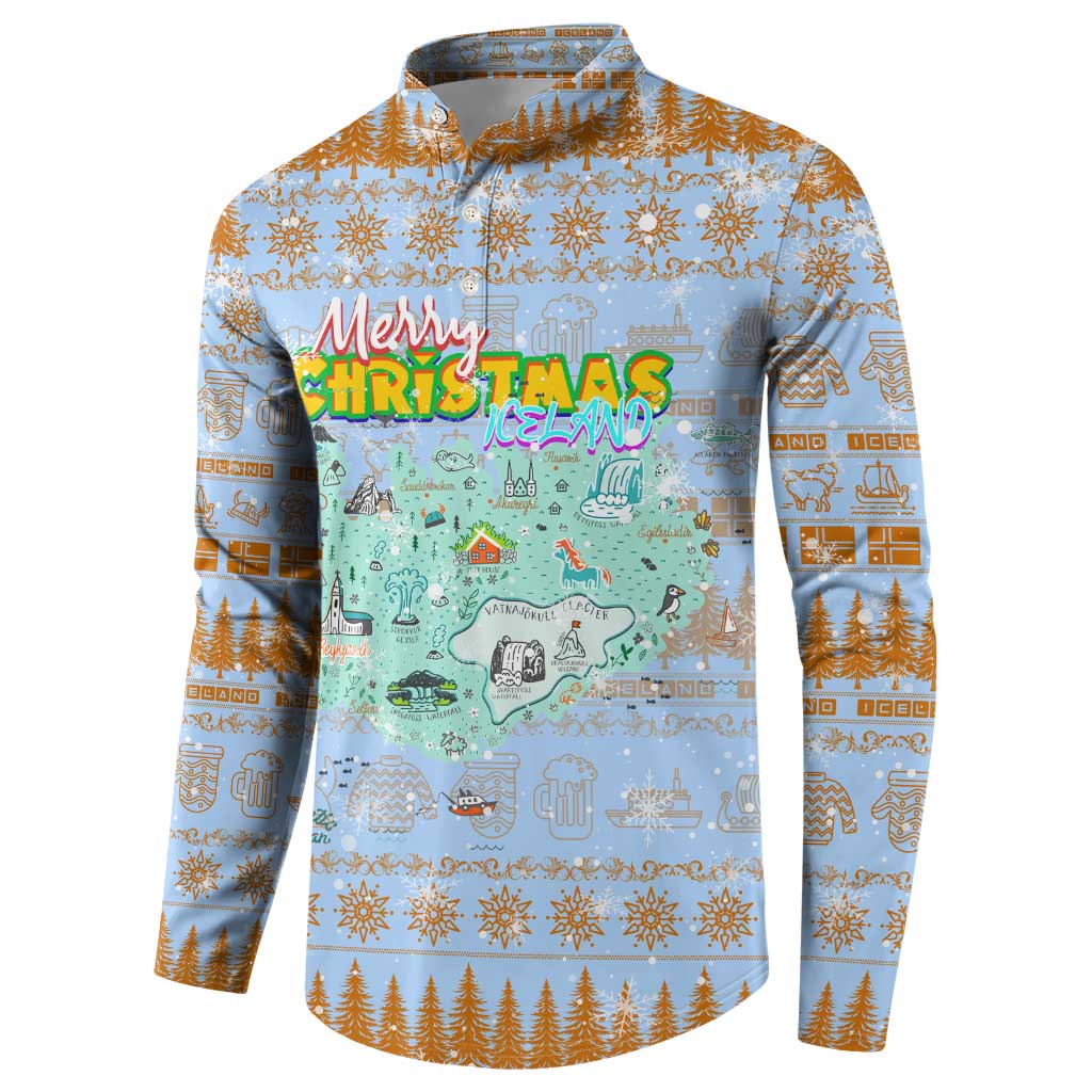 Merry Christmas Iceland Button Sweatshirt Xmas Travel Map - Wonder Print Shop