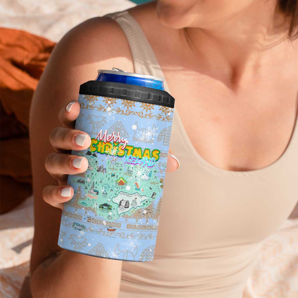 Merry Christmas Iceland 4 in 1 Can Cooler Tumbler Xmas Travel Map - Wonder Print Shop