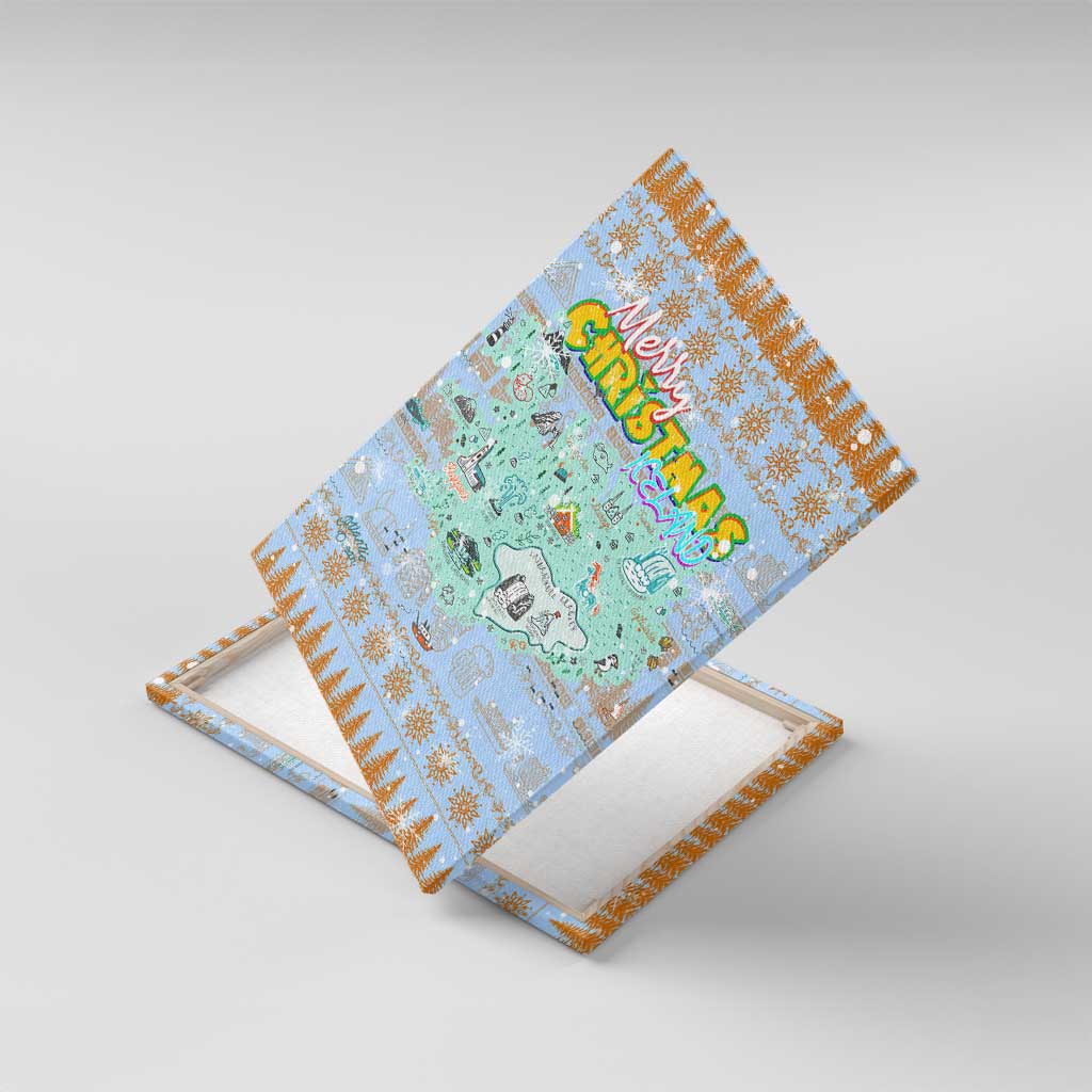 Merry Christmas Iceland Canvas Wall Art Xmas Travel Map - Wonder Print Shop