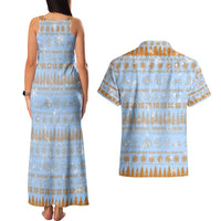 Merry Christmas Iceland Couples Matching Tank Maxi Dress and Hawaiian Shirt Xmas Travel Map - Wonder Print Shop