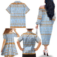 Merry Christmas Iceland Family Matching Off The Shoulder Long Sleeve Dress and Hawaiian Shirt Xmas Travel Map - Wonder Print Shop