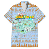 Merry Christmas Iceland Family Matching Off The Shoulder Long Sleeve Dress and Hawaiian Shirt Xmas Travel Map - Wonder Print Shop