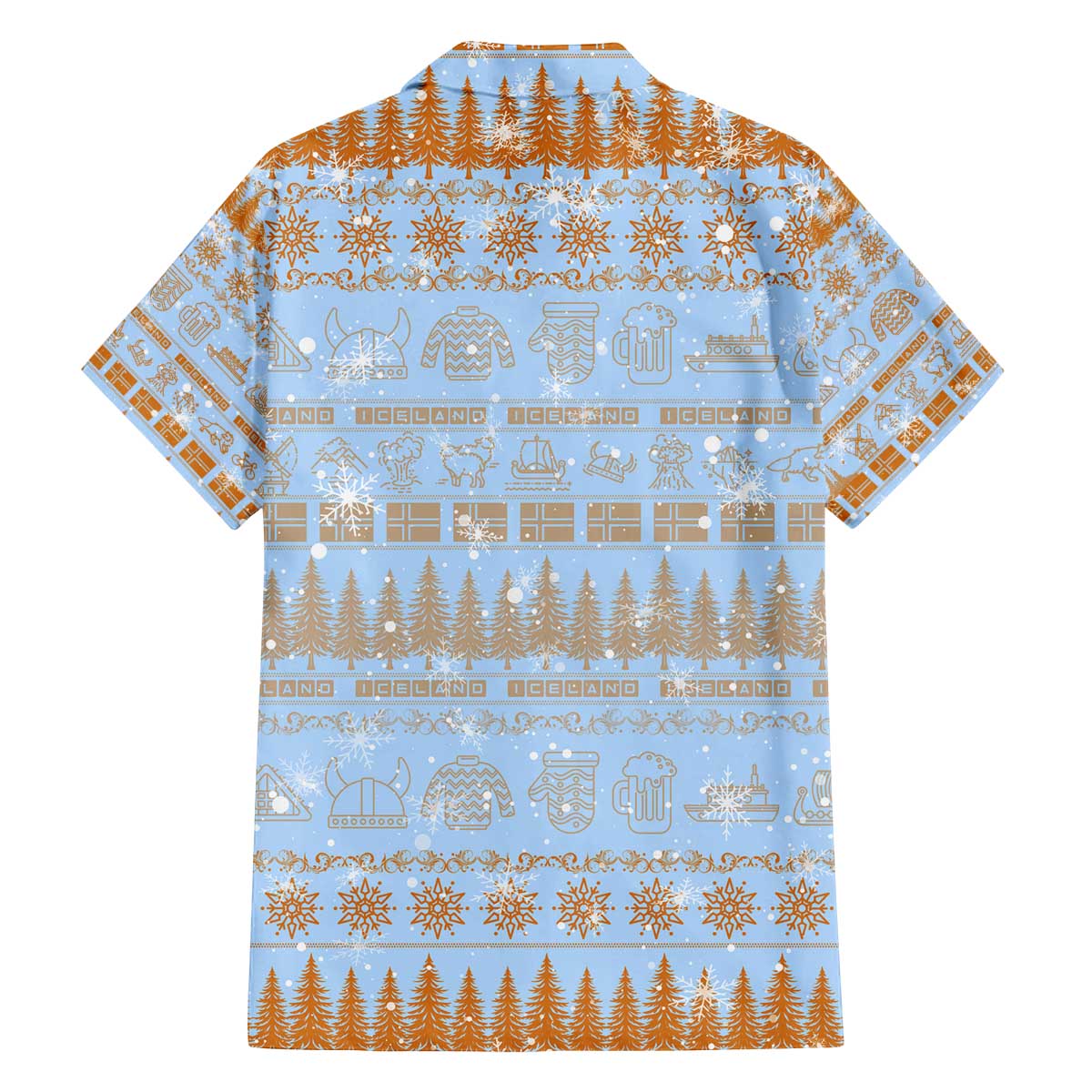 Merry Christmas Iceland Family Matching Off The Shoulder Long Sleeve Dress and Hawaiian Shirt Xmas Travel Map - Wonder Print Shop