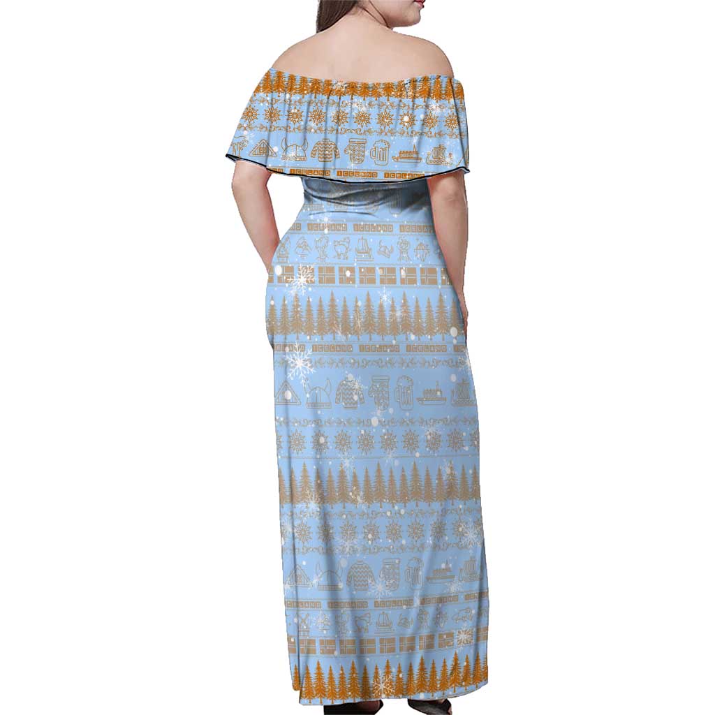 Merry Christmas Iceland Family Matching Off Shoulder Maxi Dress and Hawaiian Shirt Xmas Travel Map - Wonder Print Shop