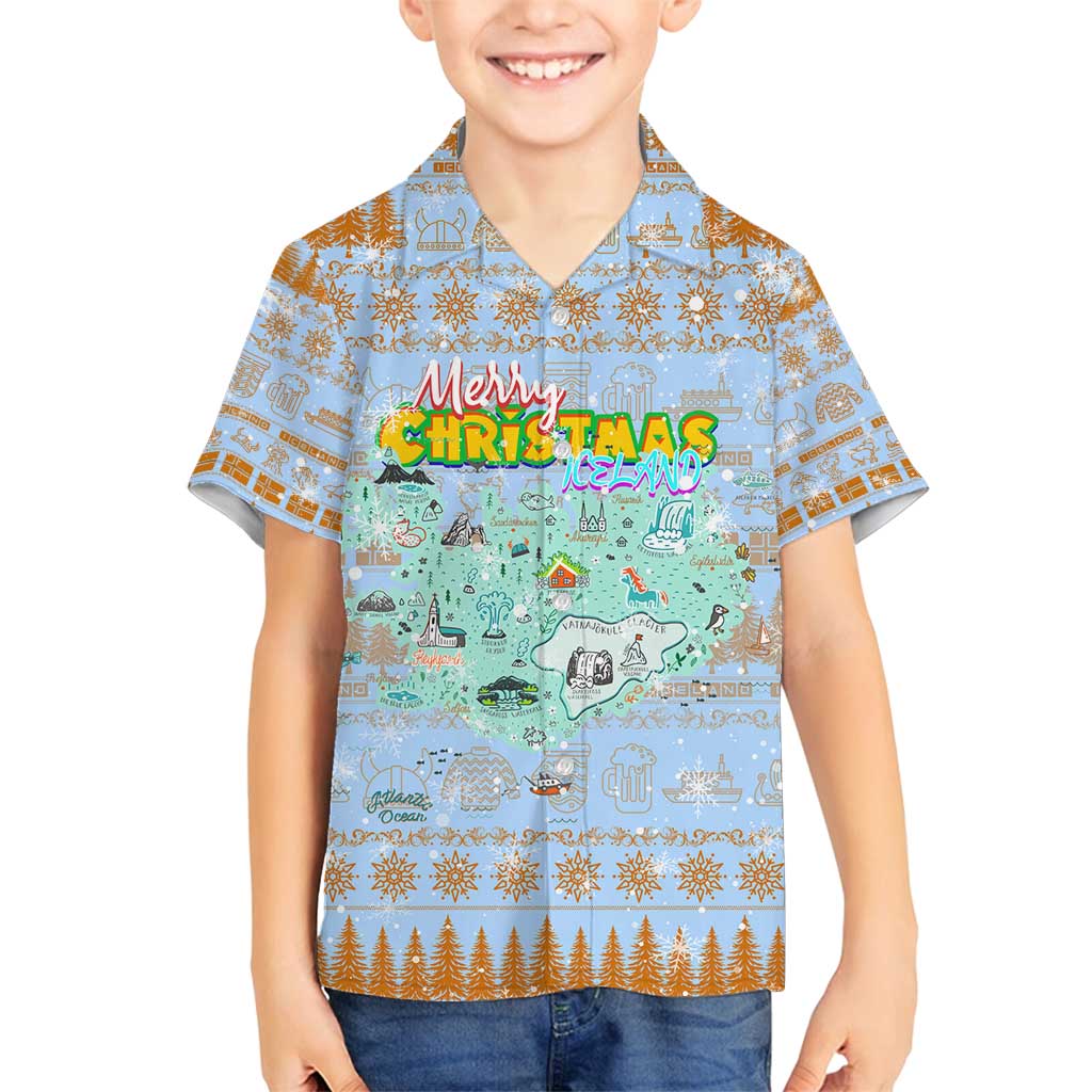 Merry Christmas Iceland Family Matching Puletasi and Hawaiian Shirt Xmas Travel Map - Wonder Print Shop