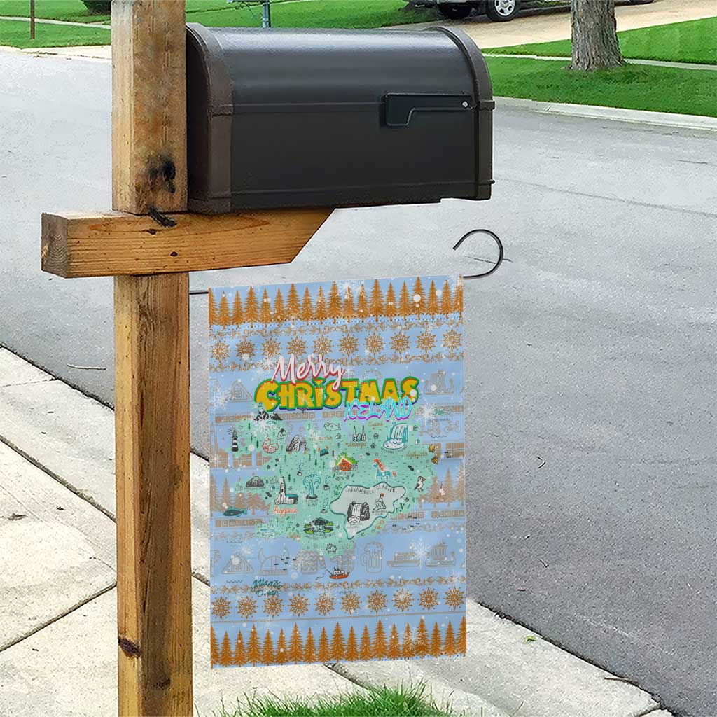 Merry Christmas Iceland Garden Flag Xmas Travel Map - Wonder Print Shop
