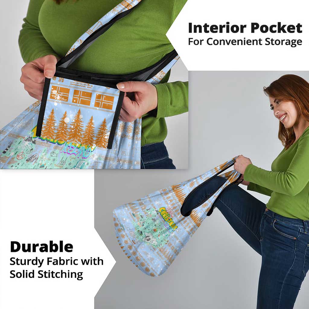 Merry Christmas Iceland Grocery Bag Xmas Travel Map - Wonder Print Shop