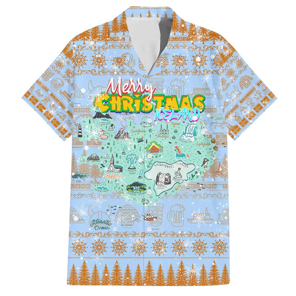 Merry Christmas Iceland Hawaiian Shirt Xmas Travel Map - Wonder Print Shop
