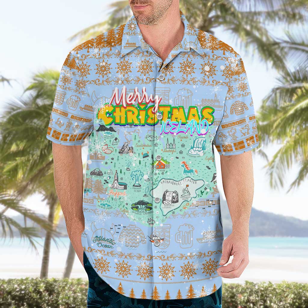 Merry Christmas Iceland Hawaiian Shirt Xmas Travel Map - Wonder Print Shop