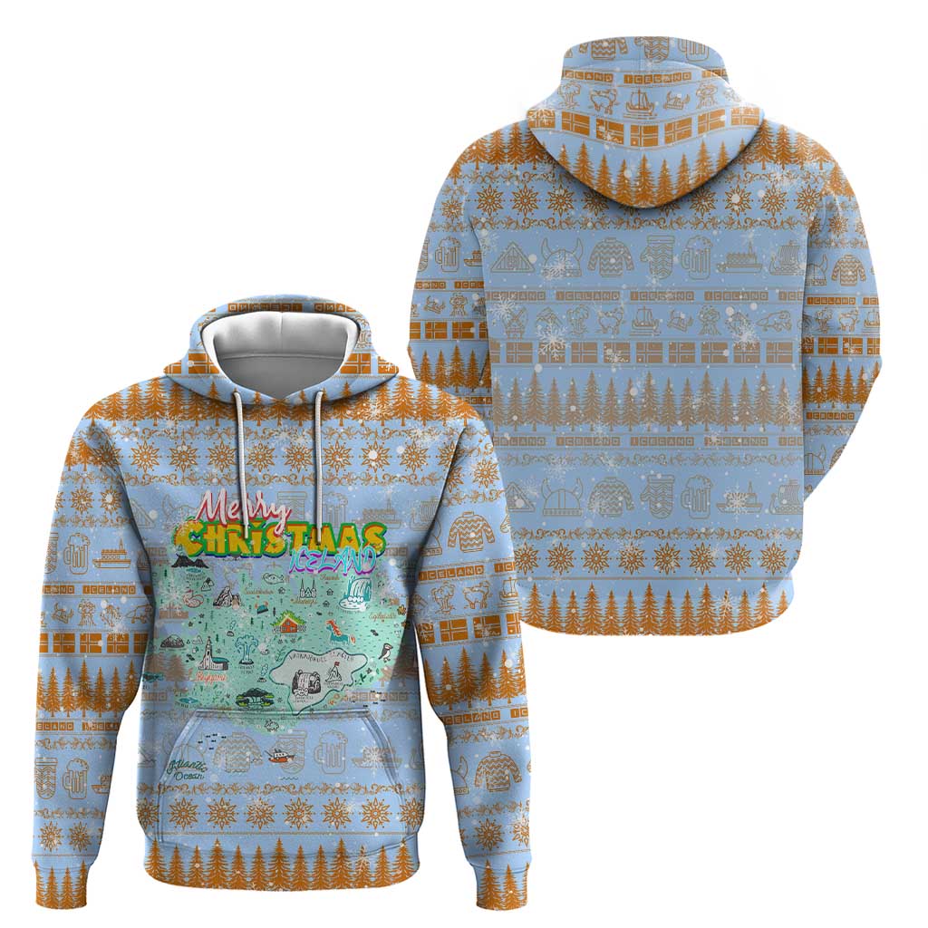 Merry Christmas Iceland Hoodie Xmas Travel Map - Wonder Print Shop