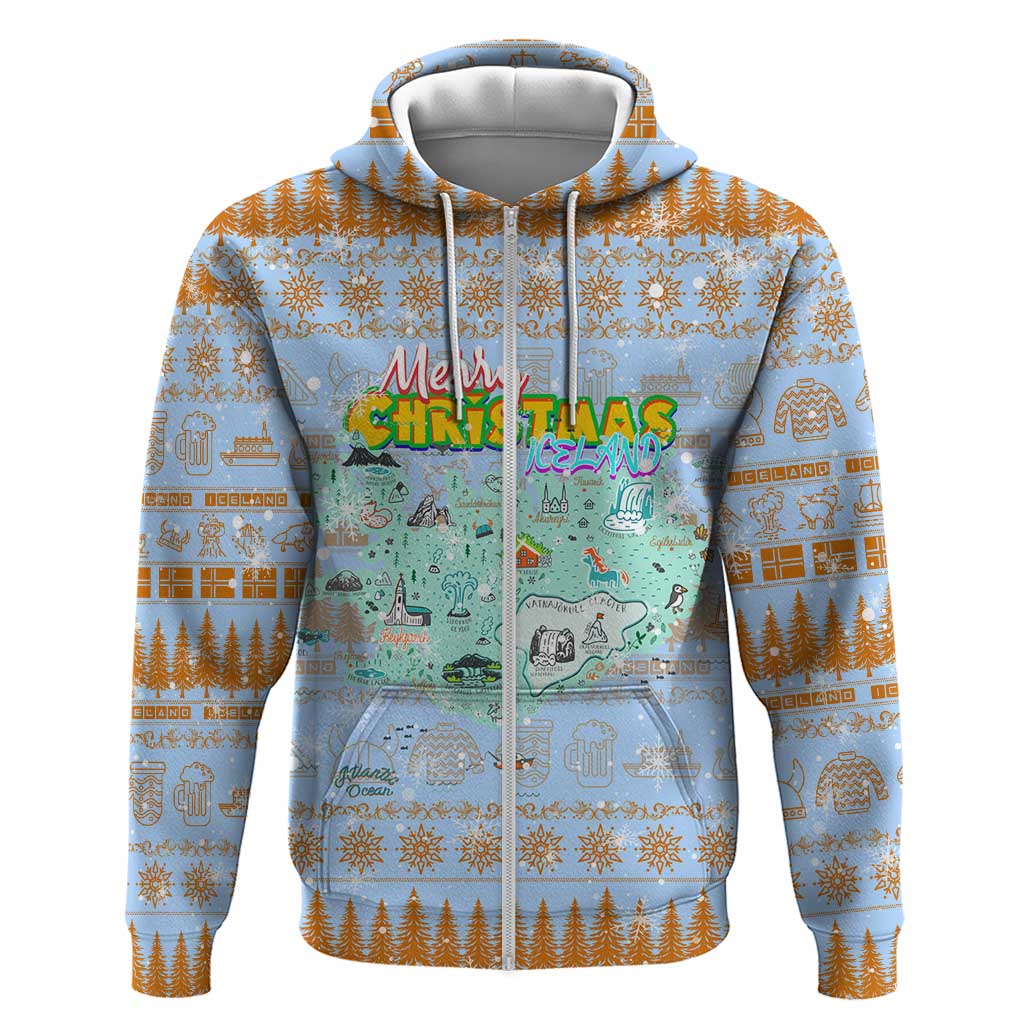 Merry Christmas Iceland Hoodie Xmas Travel Map - Wonder Print Shop