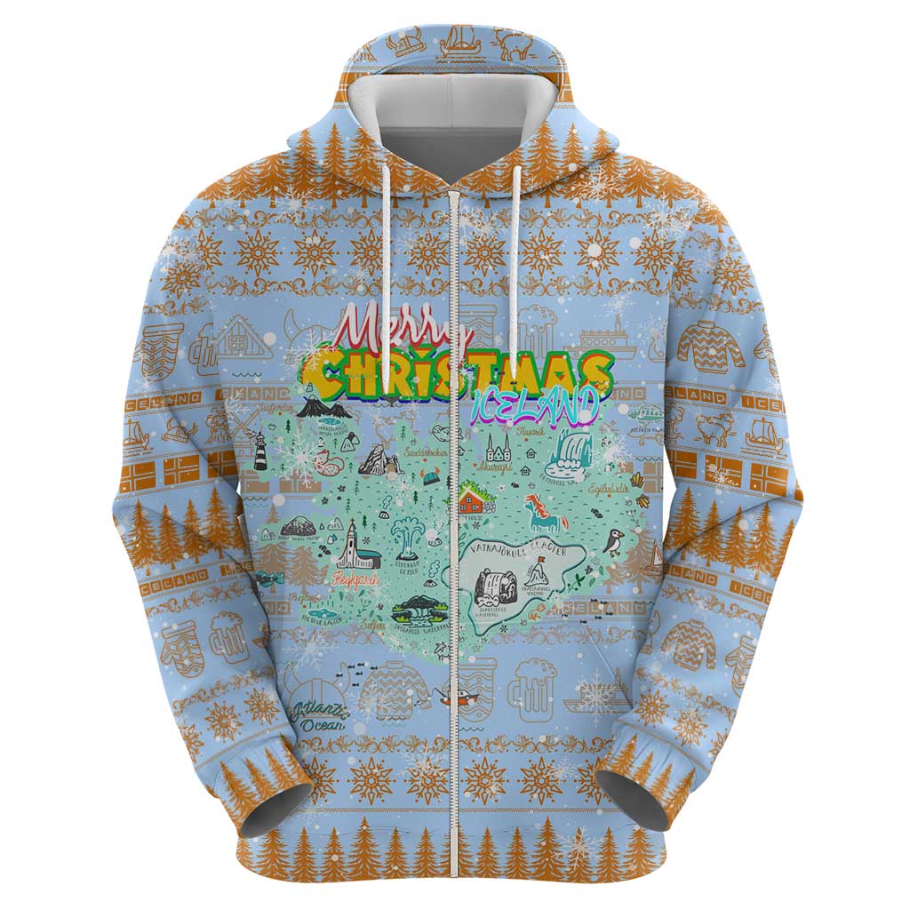 Merry Christmas Iceland Hoodie Xmas Travel Map - Wonder Print Shop