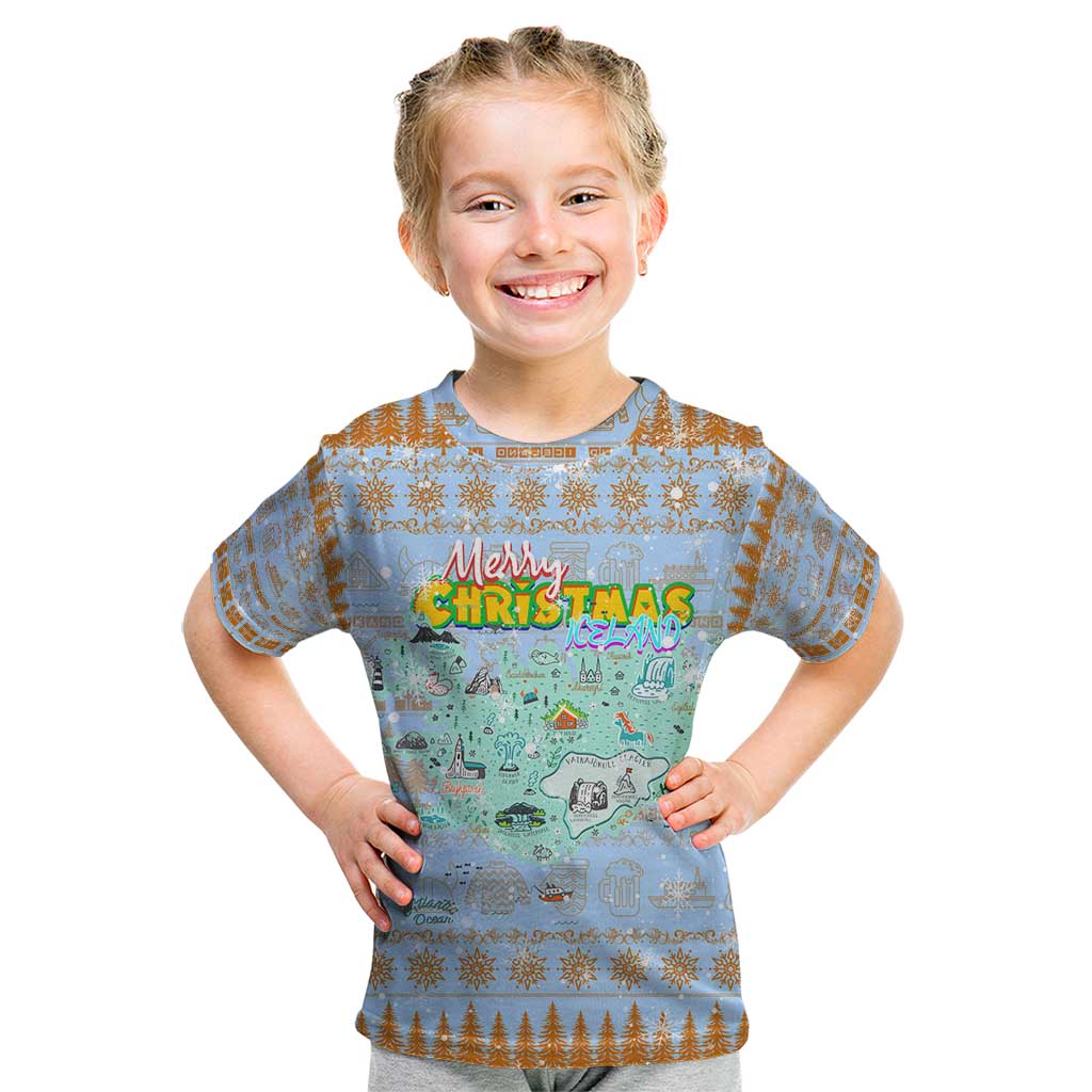 Merry Christmas Iceland Kid T Shirt Xmas Travel Map - Wonder Print Shop