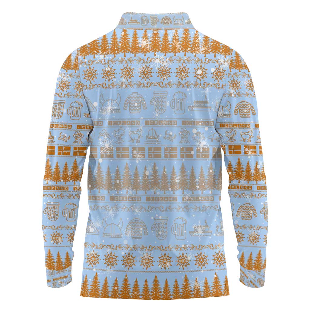 Merry Christmas Iceland Long Sleeve Polo Shirt Xmas Travel Map - Wonder Print Shop