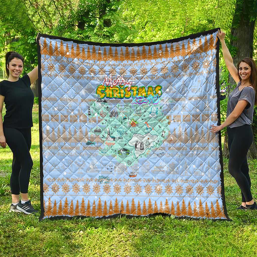 Merry Christmas Iceland Quilt Xmas Travel Map - Wonder Print Shop