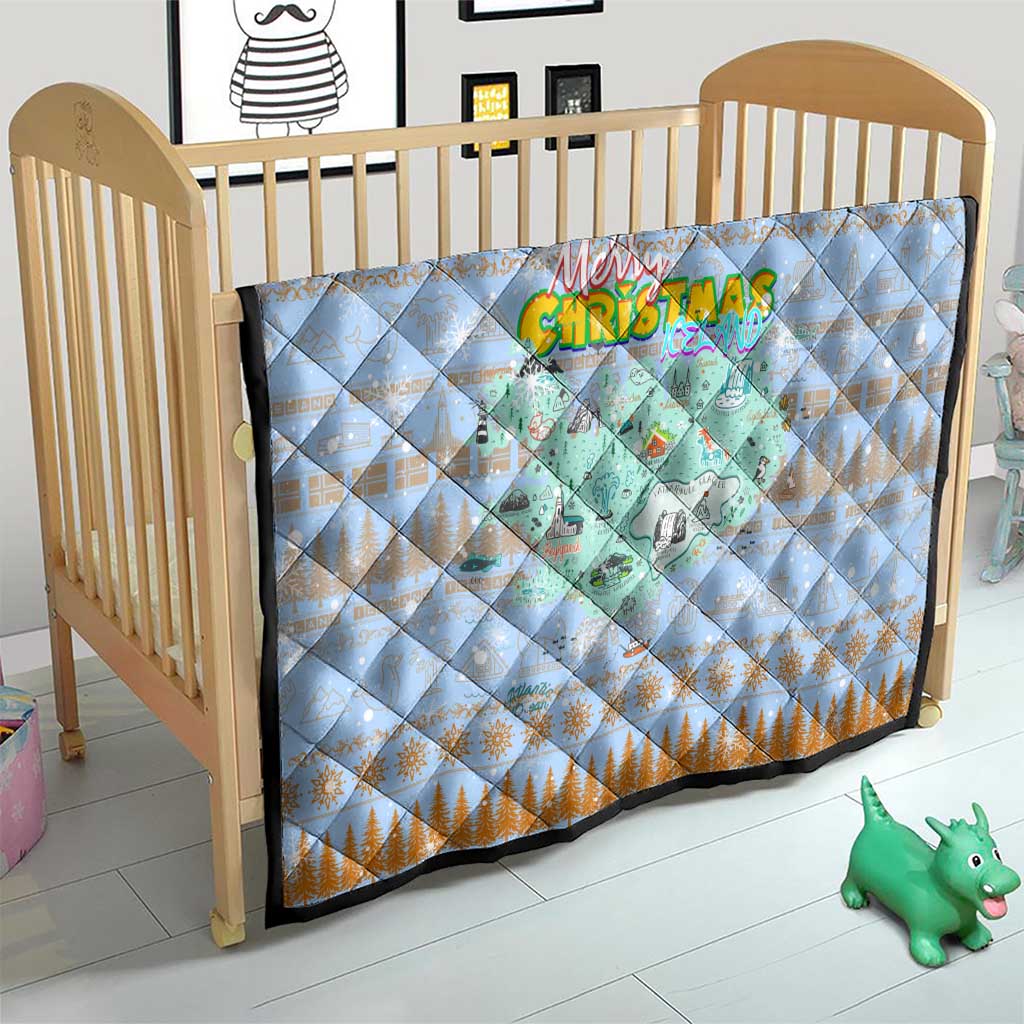 Merry Christmas Iceland Quilt Xmas Travel Map - Wonder Print Shop