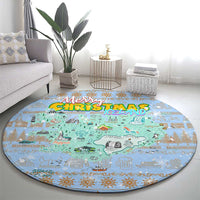 Merry Christmas Iceland Round Carpet Xmas Travel Map - Wonder Print Shop