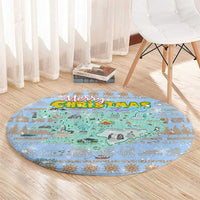 Merry Christmas Iceland Round Carpet Xmas Travel Map - Wonder Print Shop