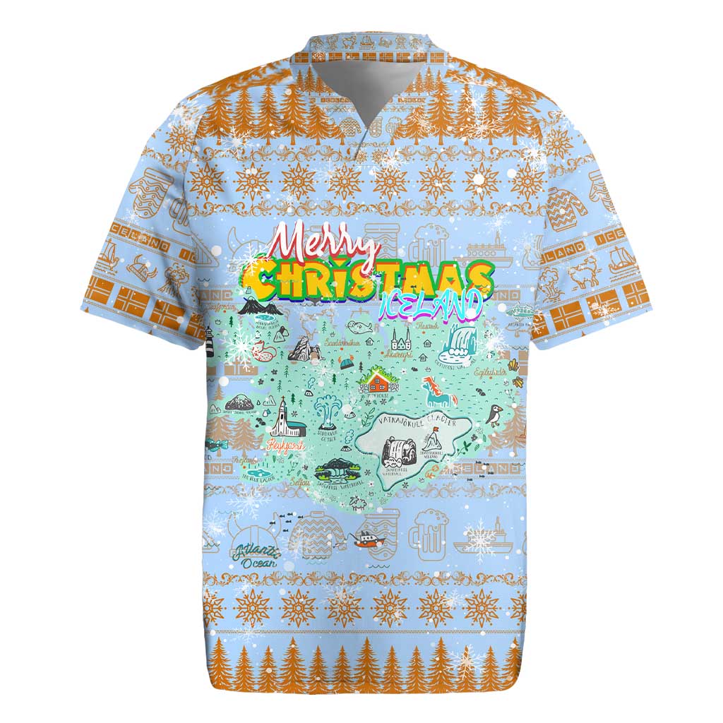 Merry Christmas Iceland Rugby Jersey Xmas Travel Map - Wonder Print Shop