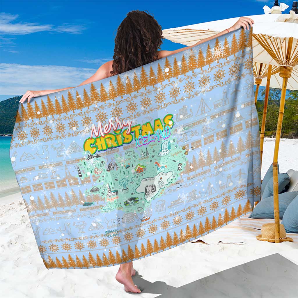 Merry Christmas Iceland Sarong Xmas Travel Map - Wonder Print Shop