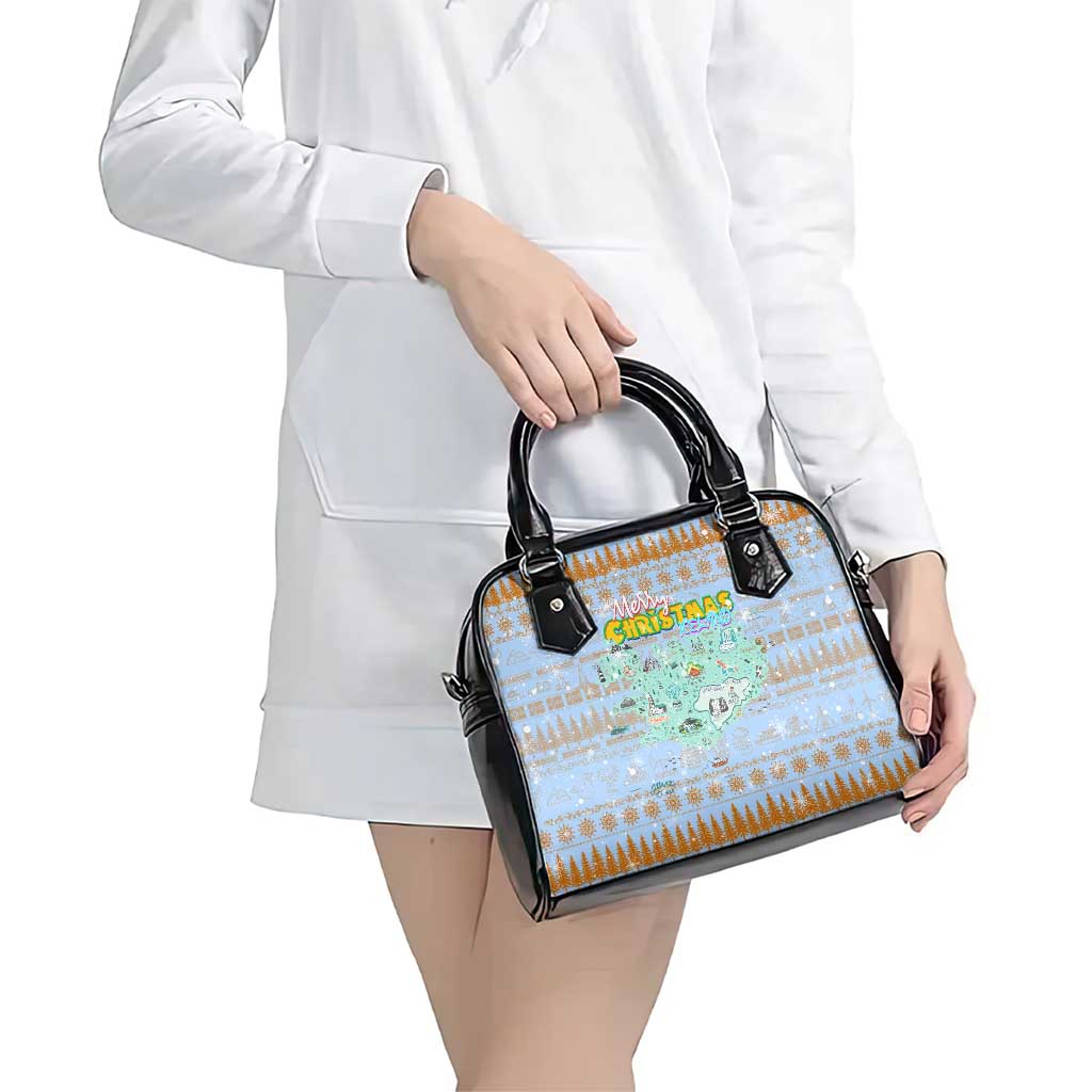 Merry Christmas Iceland Shoulder Handbag Xmas Travel Map - Wonder Print Shop
