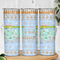 Merry Christmas Iceland Skinny Tumbler Xmas Travel Map - Wonder Print Shop