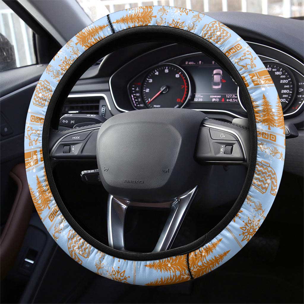 Merry Christmas Iceland Steering Wheel Cover Xmas Travel Map - Wonder Print Shop