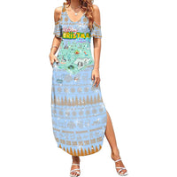 Merry Christmas Iceland Summer Maxi Dress Xmas Travel Map - Wonder Print Shop