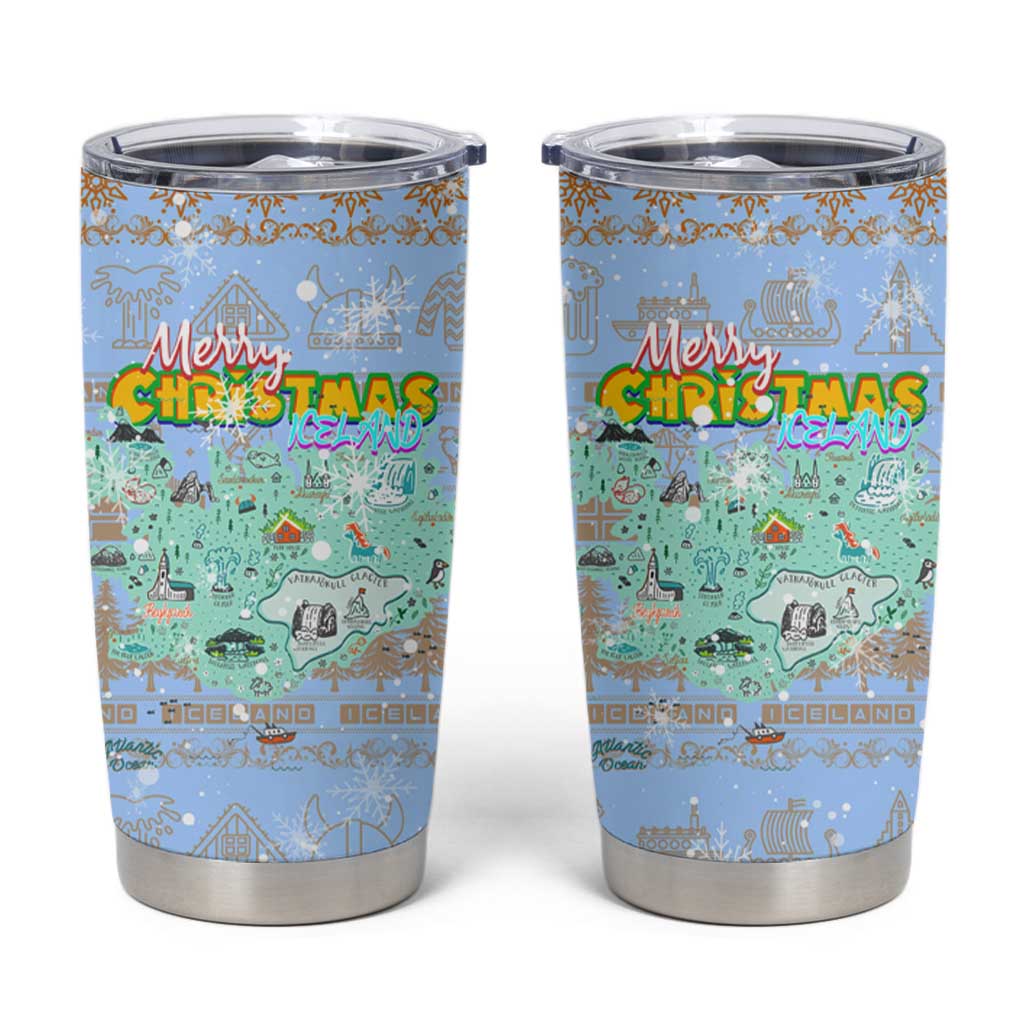 Merry Christmas Iceland Tumbler Cup Xmas Travel Map - Wonder Print Shop