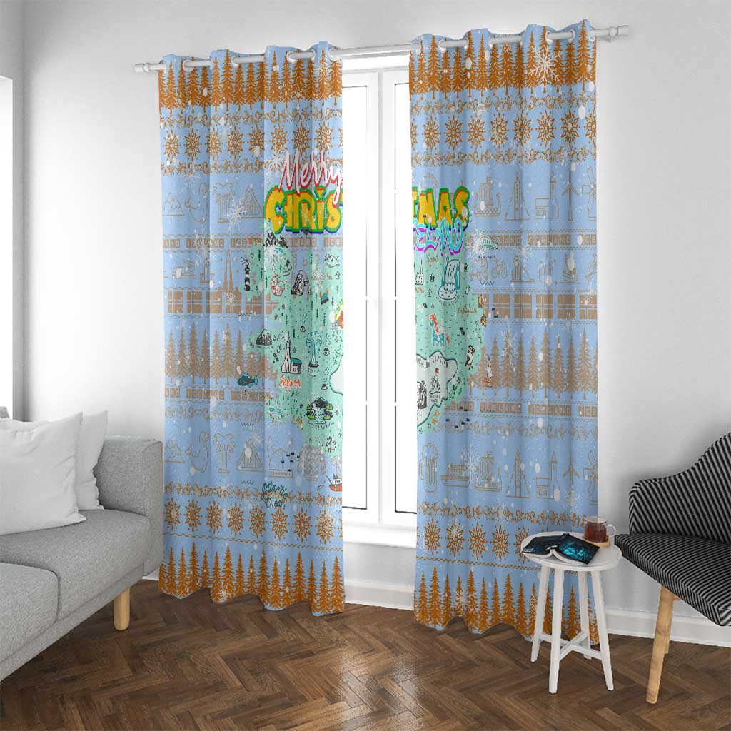 Merry Christmas Iceland Window Curtain Xmas Travel Map - Wonder Print Shop