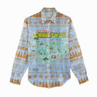 Merry Christmas Iceland Women Casual Shirt Xmas Travel Map - Wonder Print Shop