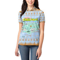 Merry Christmas Iceland Women Polo Shirt Xmas Travel Map - Wonder Print Shop