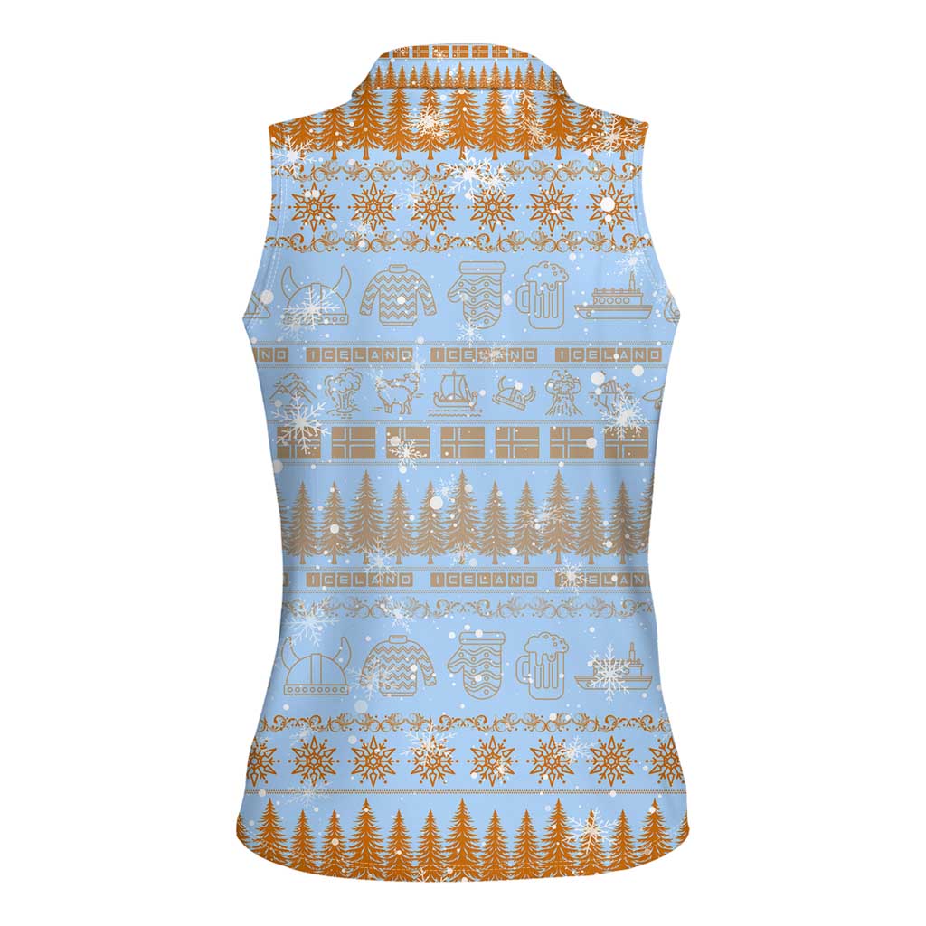 Merry Christmas Iceland Women Sleeveless Polo Shirt Xmas Travel Map - Wonder Print Shop