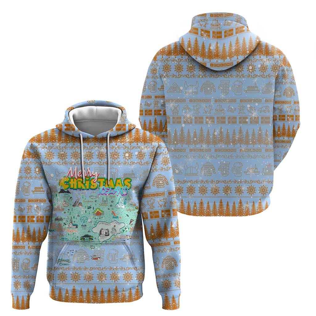 Merry Christmas Iceland Zip Hoodie Xmas Travel Map - Wonder Print Shop
