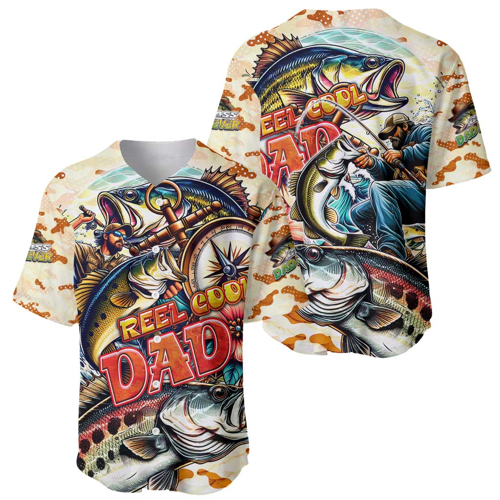 Bass Fishing Reel Cool Dad Baseball Jersey Tropical Vintage