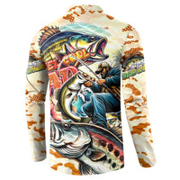 Bass Fishing Reel Cool Dad Button Sweatshirt Tropical Vintage