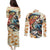 Bass Fishing Reel Cool Dad Couples Matching Puletasi and Long Sleeve Button Shirt Tropical Vintage