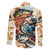 Bass Fishing Reel Cool Dad Family Matching Off The Shoulder Long Sleeve Dress and Hawaiian Shirt Tropical Vintage