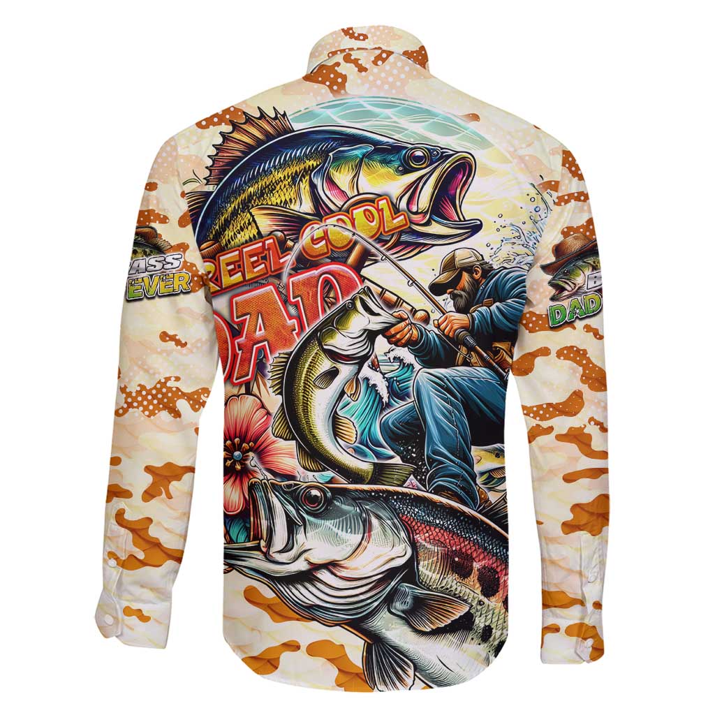 Bass Fishing Reel Cool Dad Family Matching Off Shoulder Maxi Dress and Hawaiian Shirt Tropical Vintage