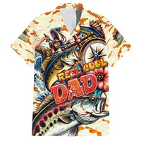 Bass Fishing Reel Cool Dad Family Matching Off Shoulder Short Dress and Hawaiian Shirt Tropical Vintage