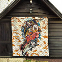 Bass Fishing Reel Cool Dad Quilt Tropical Vintage