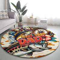 Bass Fishing Reel Cool Dad Round Carpet Tropical Vintage