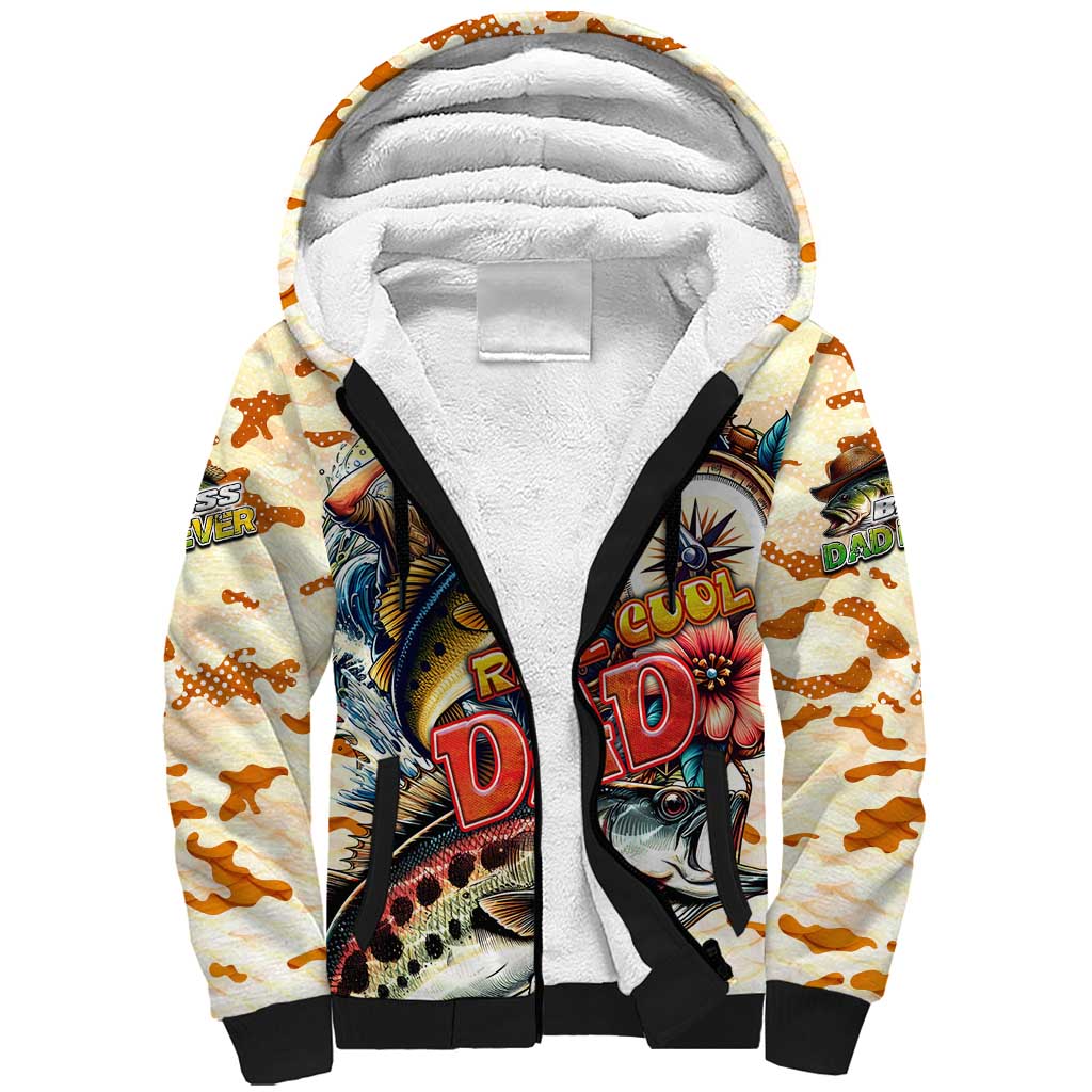 Bass Fishing Reel Cool Dad Sherpa Hoodie Tropical Vintage