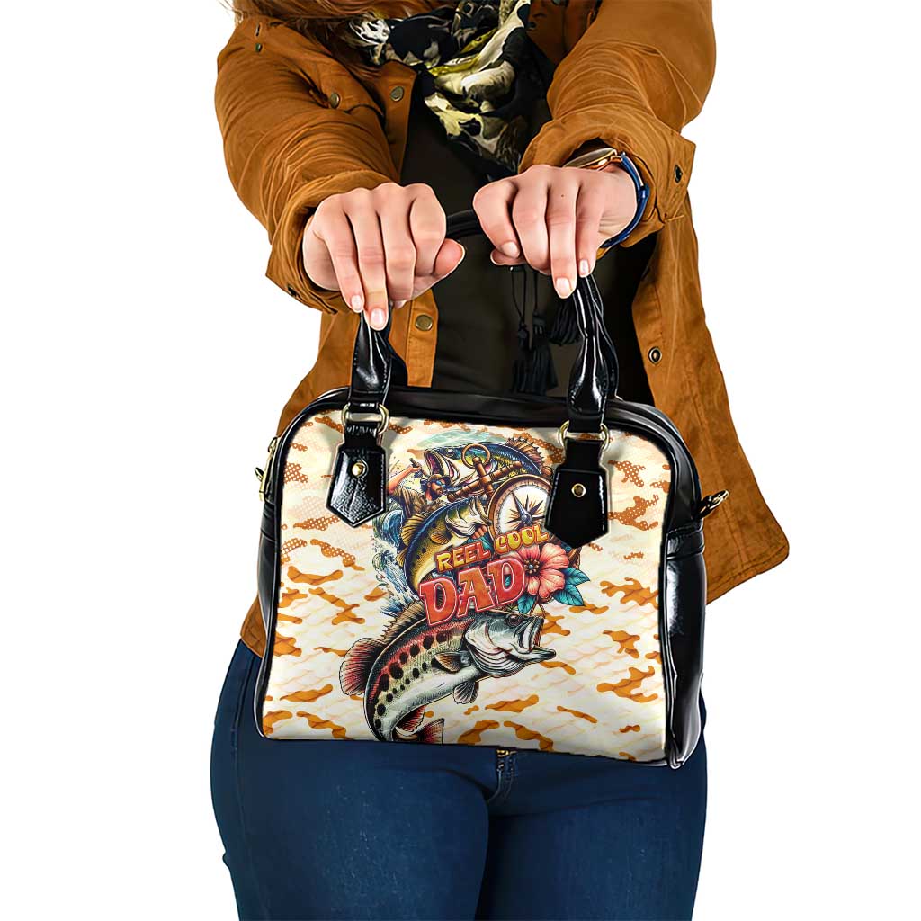 Bass Fishing Reel Cool Dad Shoulder Handbag Tropical Vintage