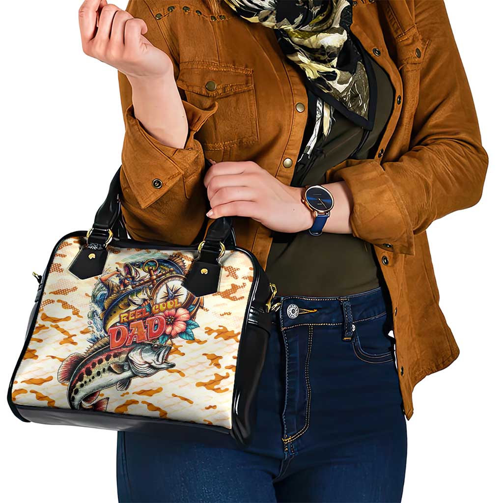 Bass Fishing Reel Cool Dad Shoulder Handbag Tropical Vintage