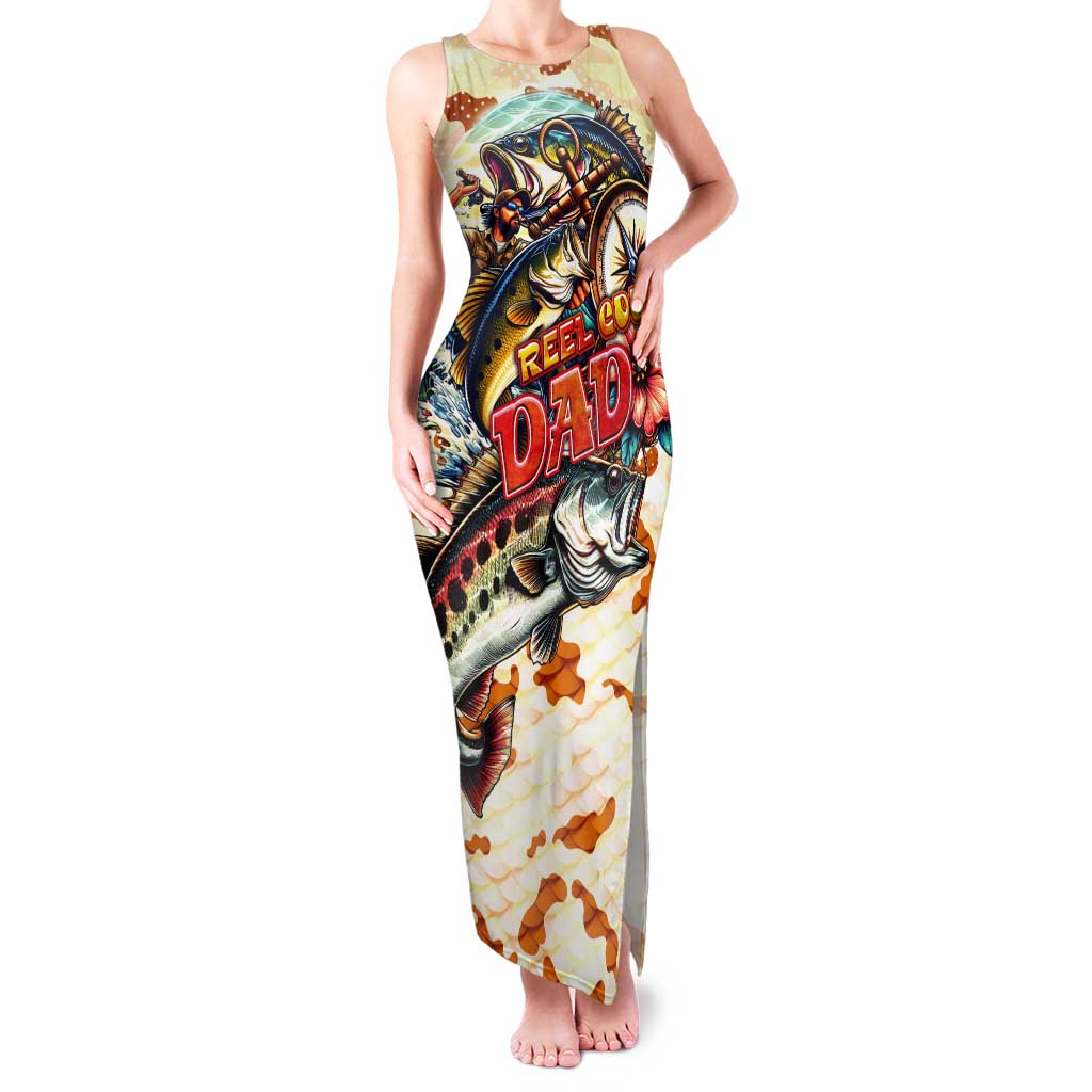 Bass Fishing Reel Cool Dad Tank Maxi Dress Tropical Vintage