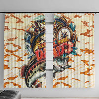 Bass Fishing Reel Cool Dad Window Curtain Tropical Vintage