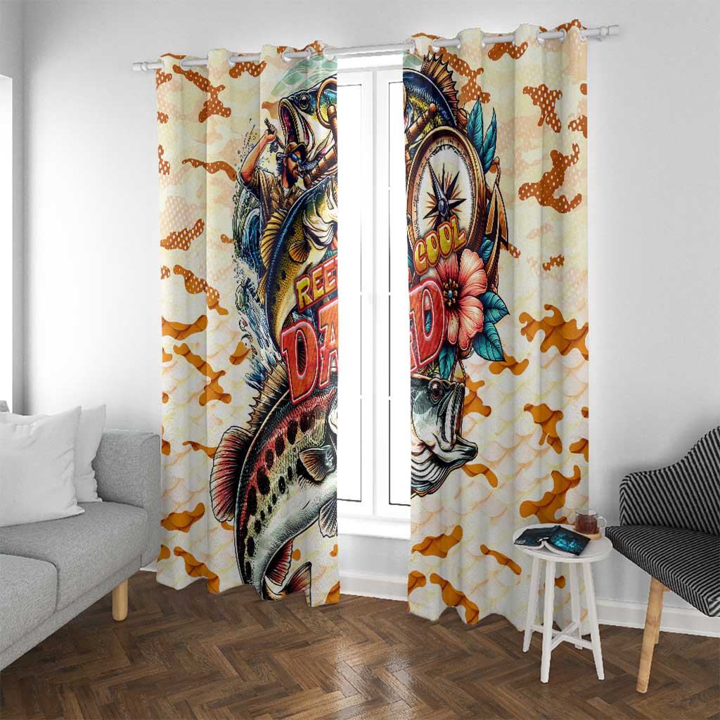 Bass Fishing Reel Cool Dad Window Curtain Tropical Vintage