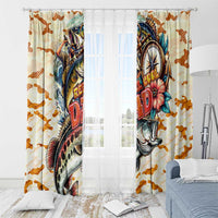 Bass Fishing Reel Cool Dad Window Curtain Tropical Vintage