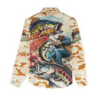 Bass Fishing Reel Cool Dad Women Casual Shirt Tropical Vintage